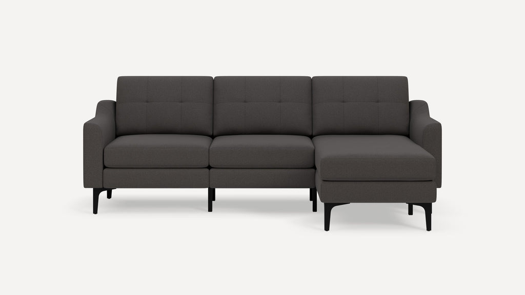 Nomad Plus Sofa Sectional - Heather Charcoal - Performance Chenille / Black - Metal / Slope Arm