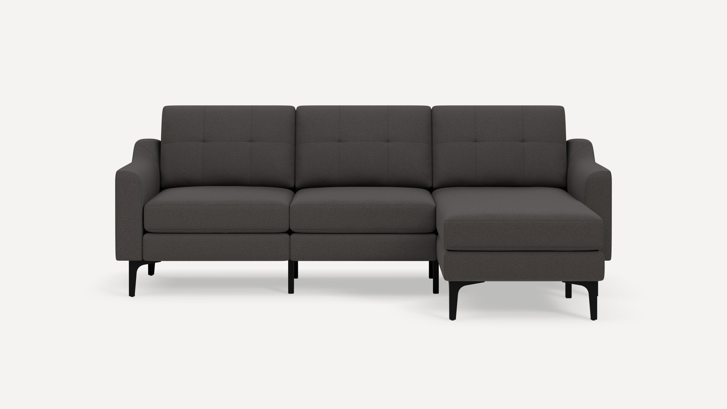 Nomad Plus Sofa Sectional - Heather Charcoal - Performance Chenille / Black - Metal / Slope Arm