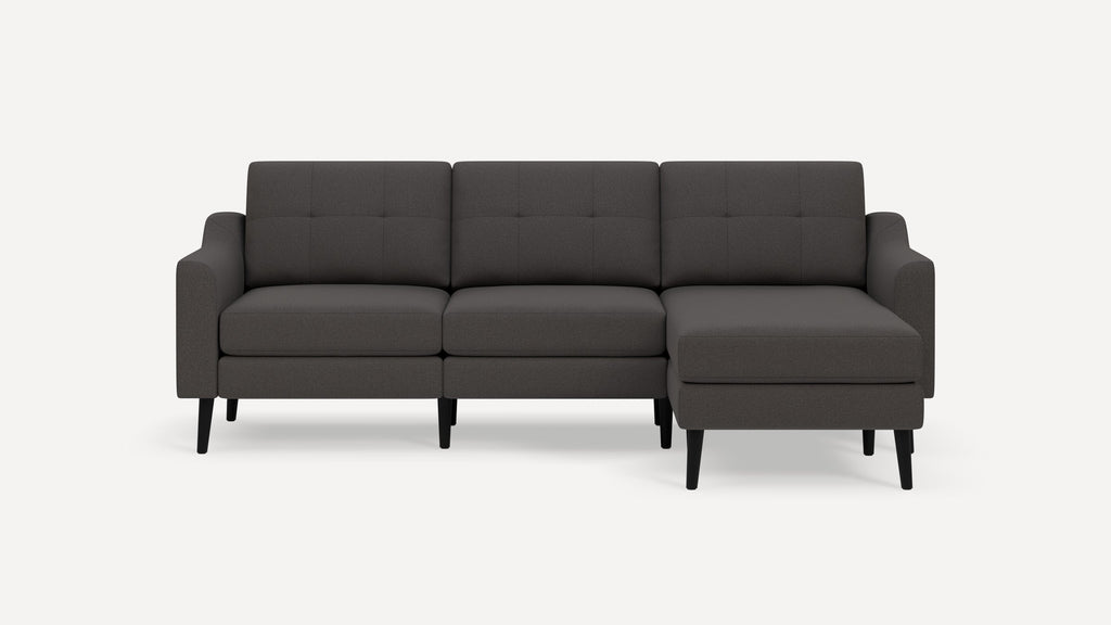 Nomad Plus Sofa Sectional - Heather Charcoal - Performance Chenille / Ebony - Wood / Slope Arm