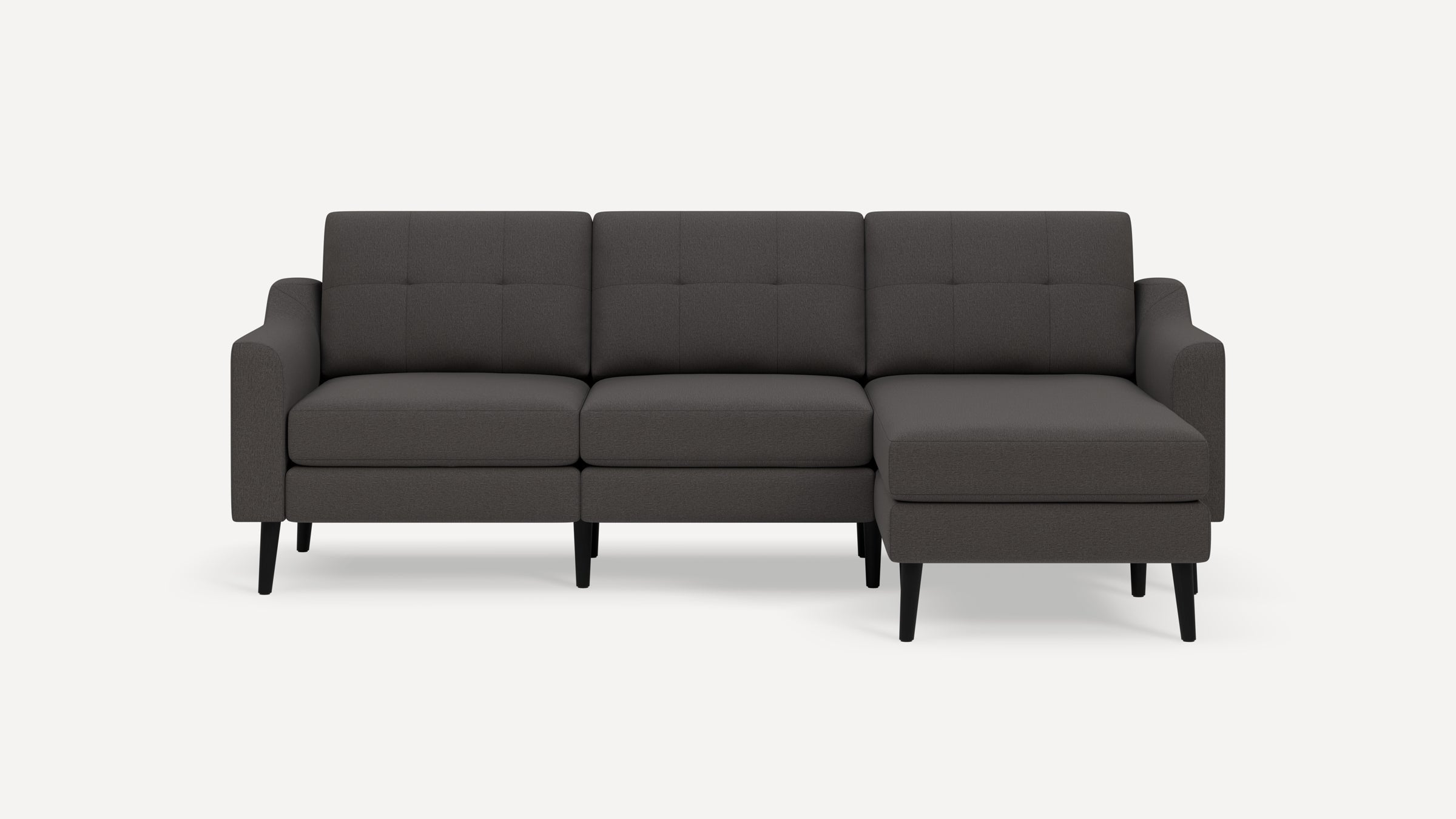 Nomad Plus Sofa Sectional - Heather Charcoal - Performance Chenille / Ebony - Wood / Slope Arm