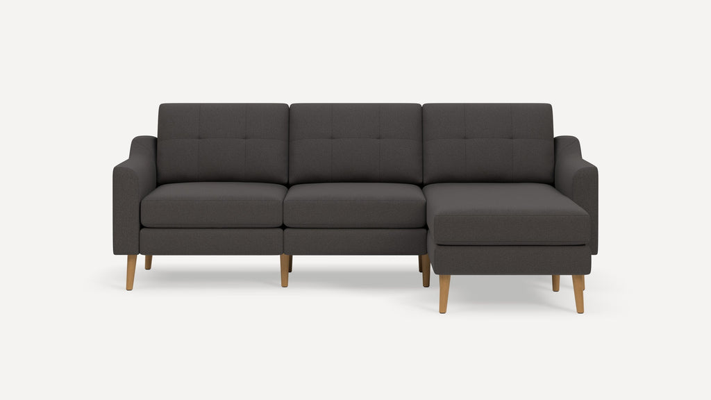 Nomad Plus Sofa Sectional - Heather Charcoal - Performance Chenille / Oak - Wood / Slope Arm