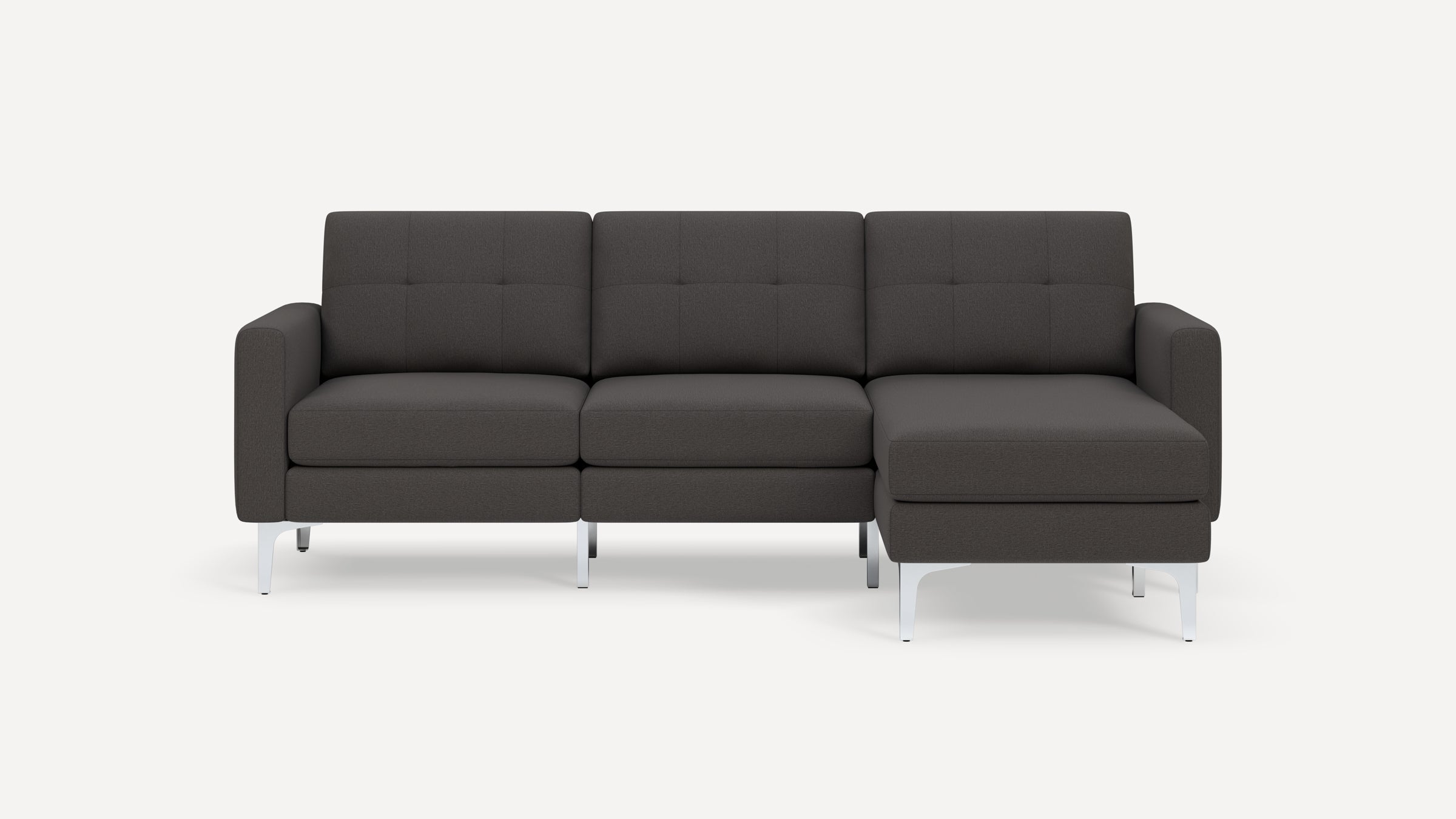 Nomad Plus Sofa Sectional - Heather Charcoal - Performance Chenille / Chrome - Metal / Block Arm
