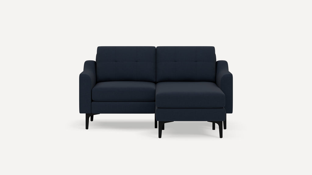 Nomad Plus Loveseat with Chaise - Navy Blue - Performance Flatweave / Black - Metal / Slope Arm