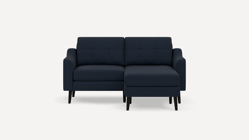 Nomad Plus Loveseat with Chaise - Navy Blue - Performance Flatweave / Ebony - Wood / Slope Arm