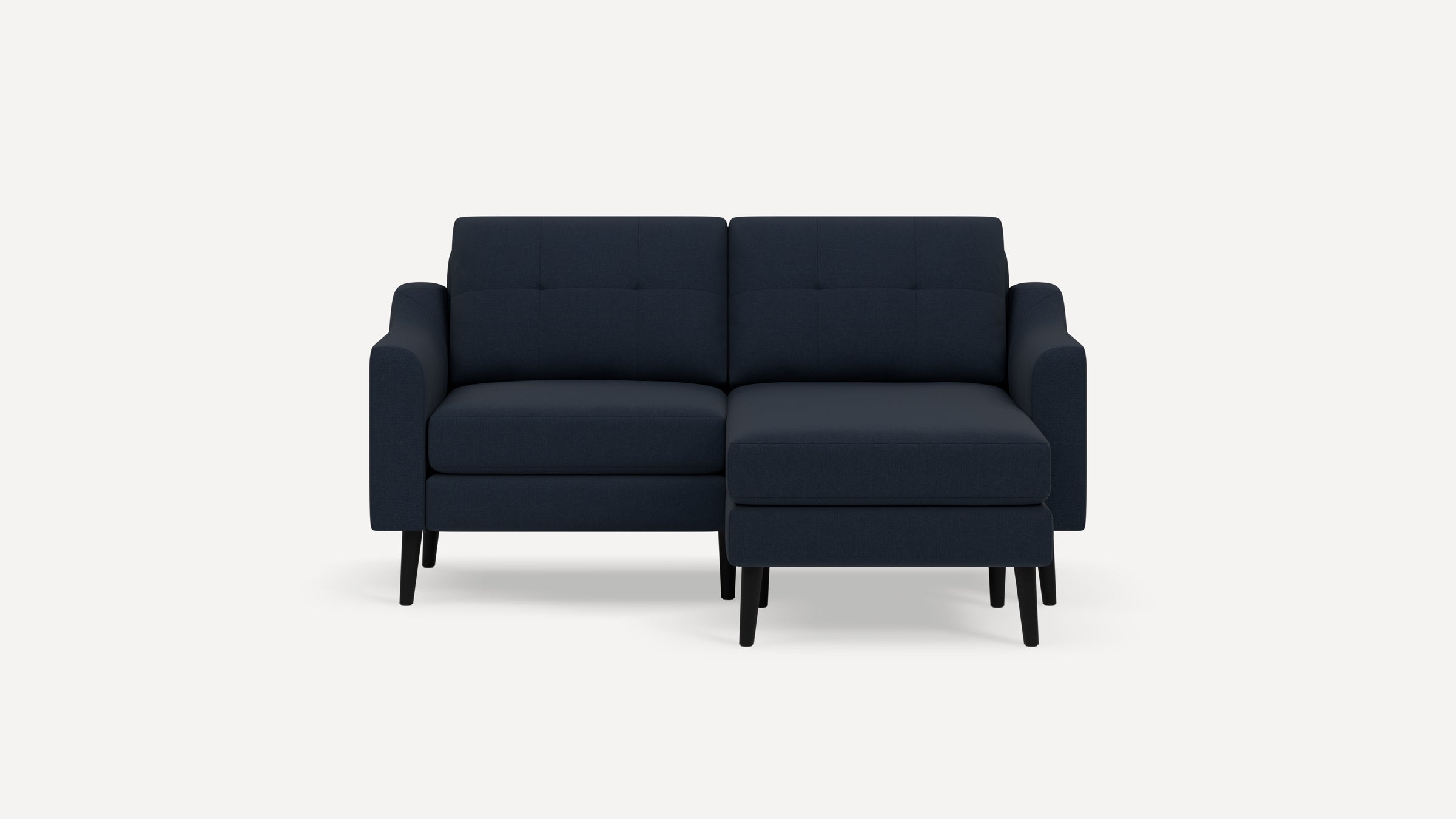 Nomad Plus Loveseat with Chaise - Navy Blue - Performance Flatweave / Ebony - Wood / Slope Arm