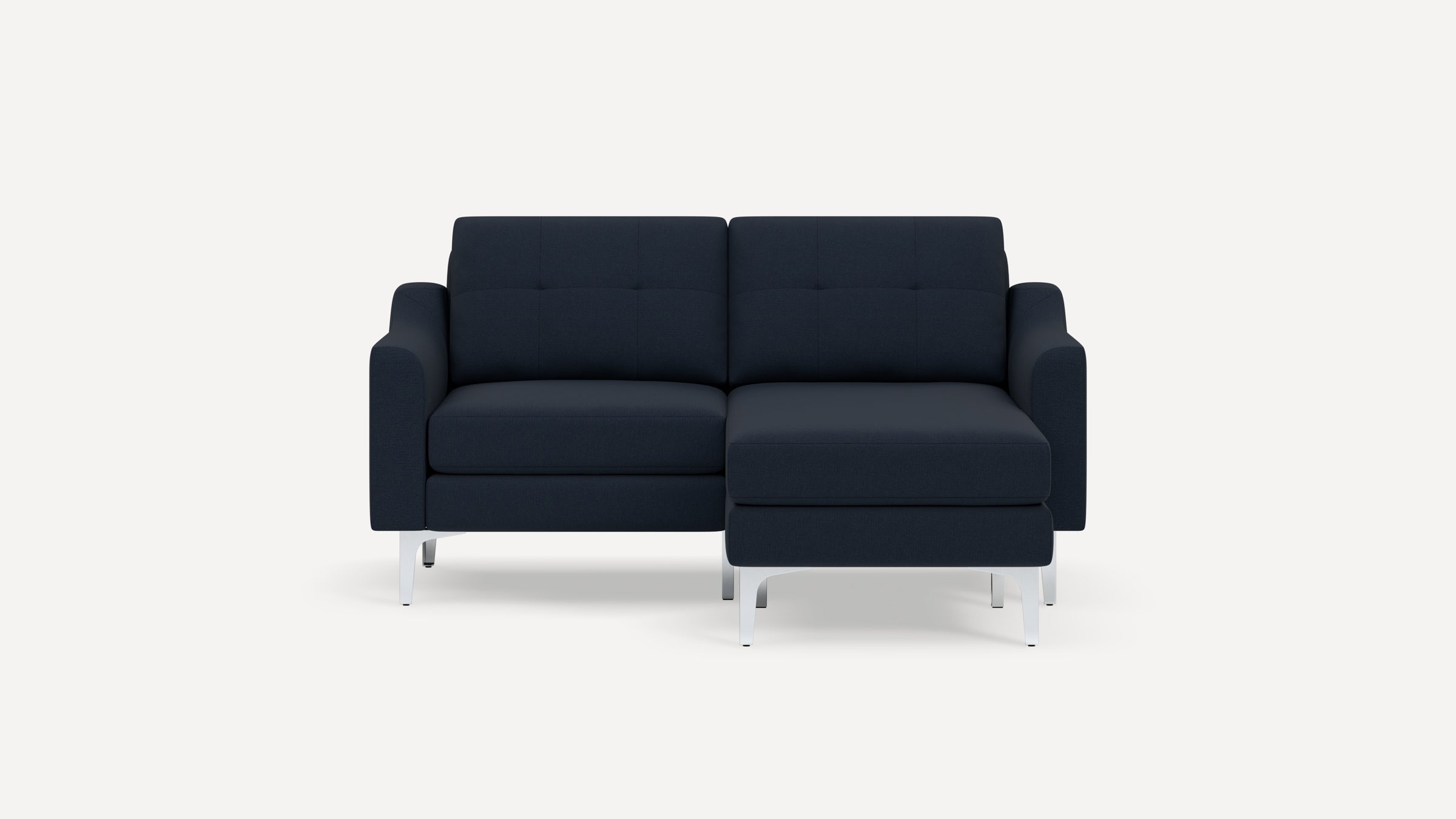 Nomad Plus Loveseat with Chaise - Navy Blue - Performance Flatweave / Chrome - Metal / Slope Arm