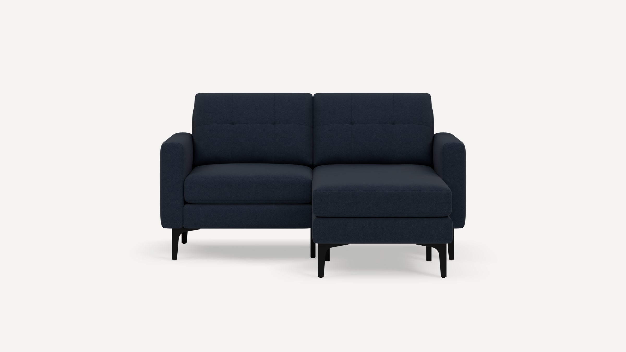 Nomad Plus Loveseat with Chaise - Navy Blue - Performance Flatweave / Black - Metal / Block Arm