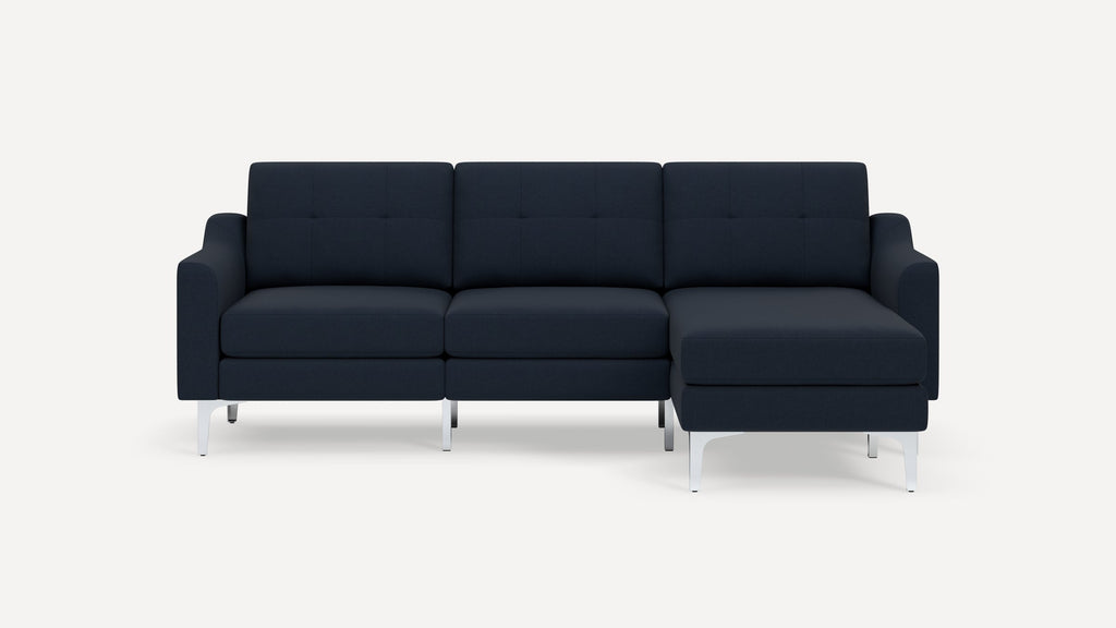 Nomad Plus Sofa Sectional - Navy Blue - Performance Flatweave / Chrome - Metal / Slope Arm