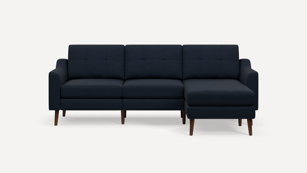 Nomad Plus Sofa Sectional - Navy Blue - Performance Flatweave / Walnut - Wood / Slope Arm