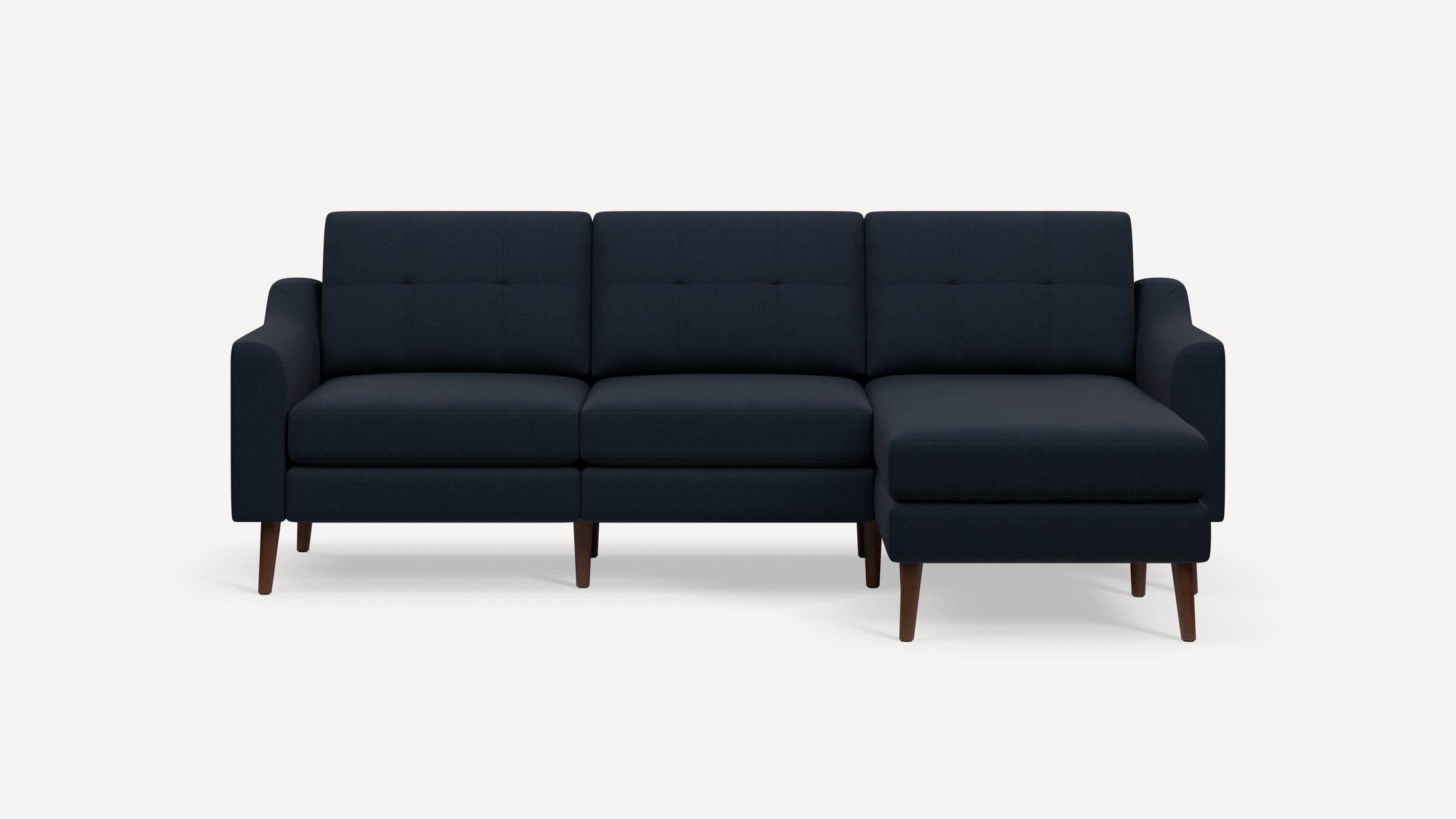 Nomad Plus Sofa Sectional - Navy Blue - Performance Flatweave / Walnut - Wood / Slope Arm