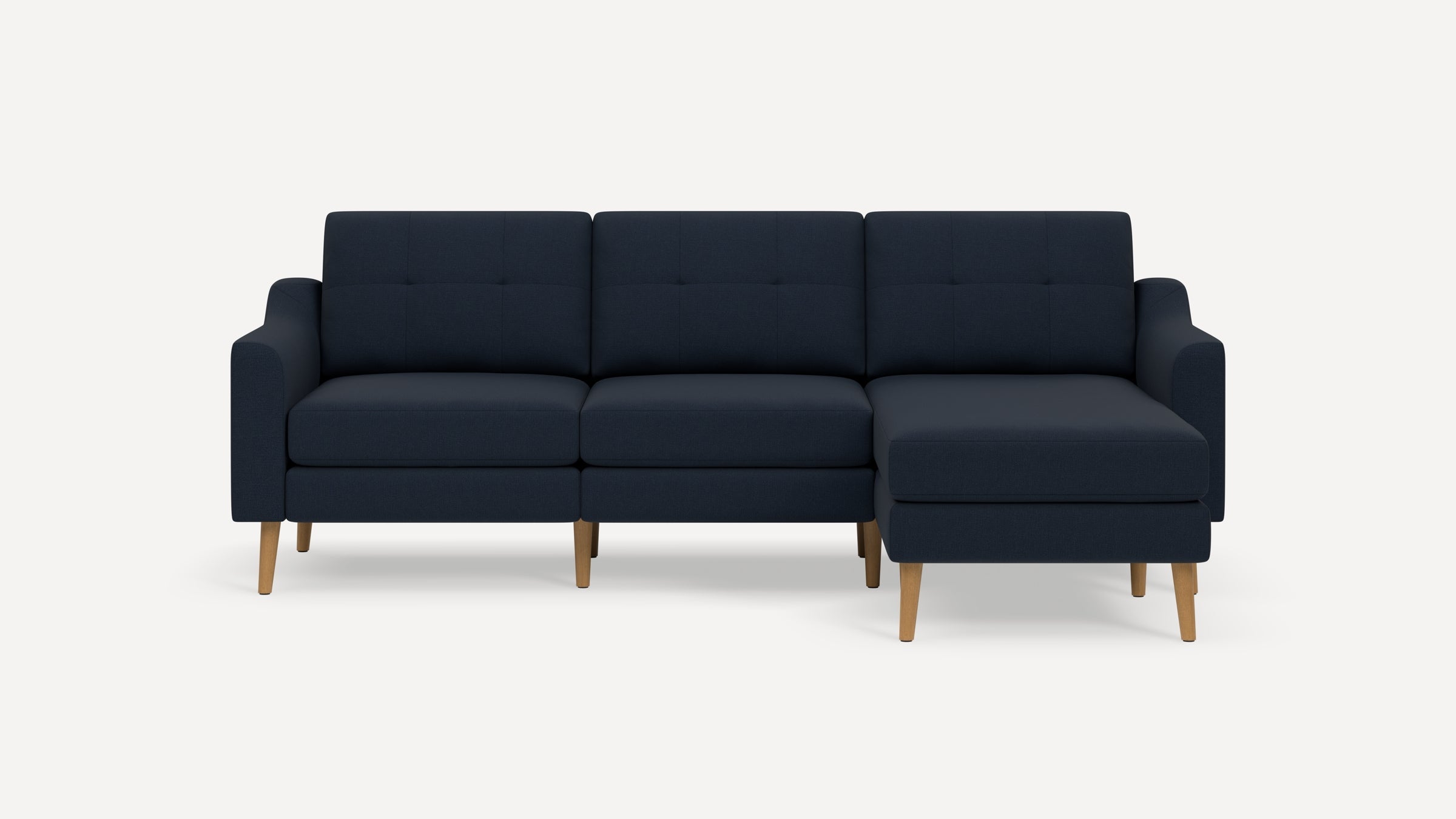 Nomad Plus Sofa Sectional - Navy Blue - Performance Flatweave / Oak - Wood / Slope Arm