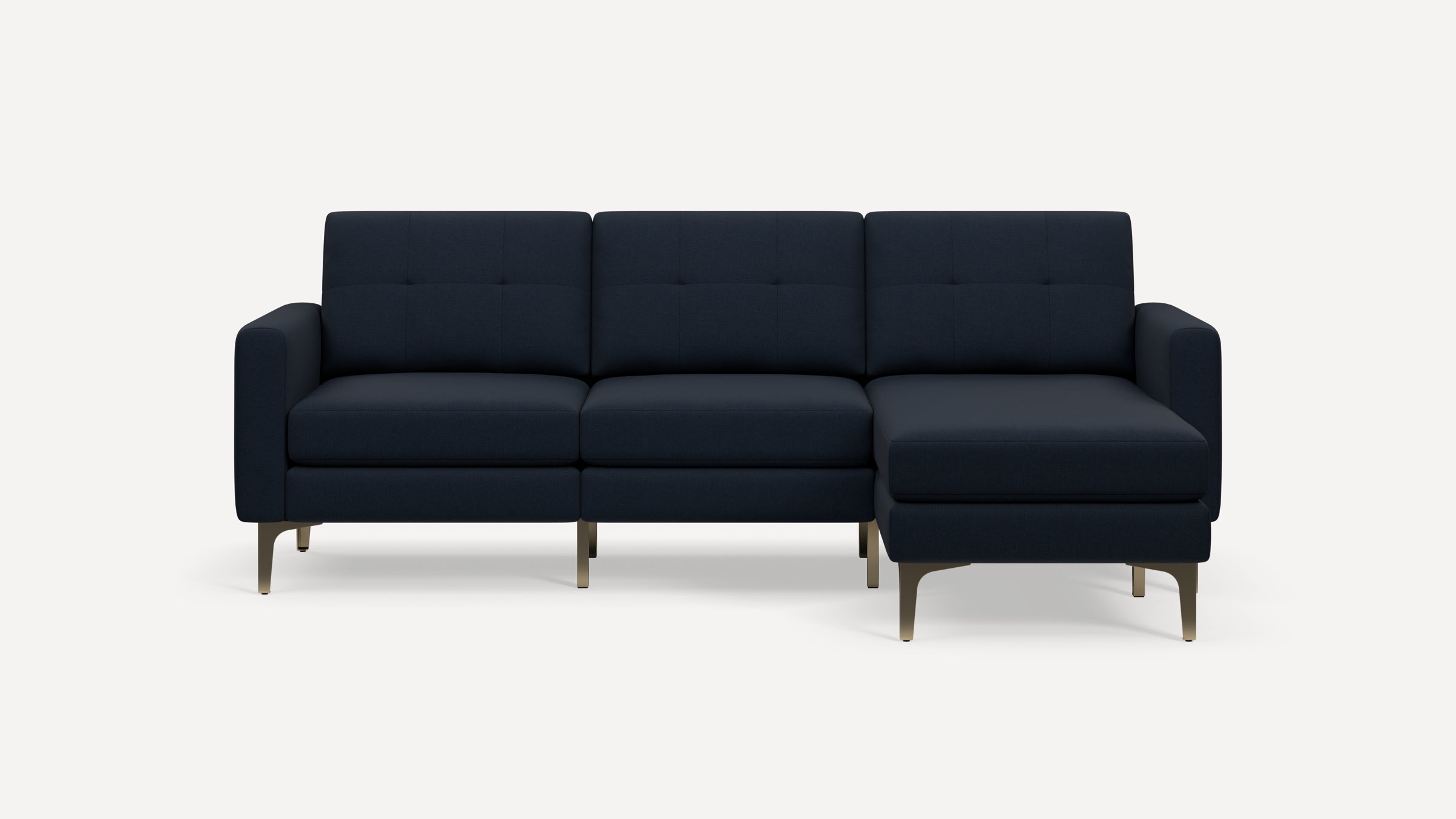 Nomad Plus Sofa Sectional - Navy Blue - Performance Flatweave / Brass - Metal / Block Arm