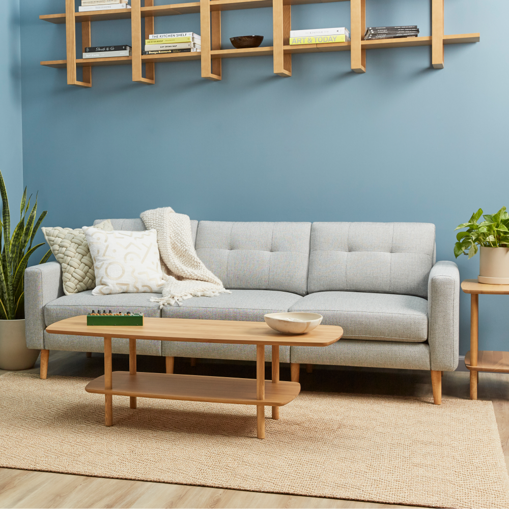 Nomad Sofa - Crushed Gravel - Performance Basketweave / Oak - Wood / Block