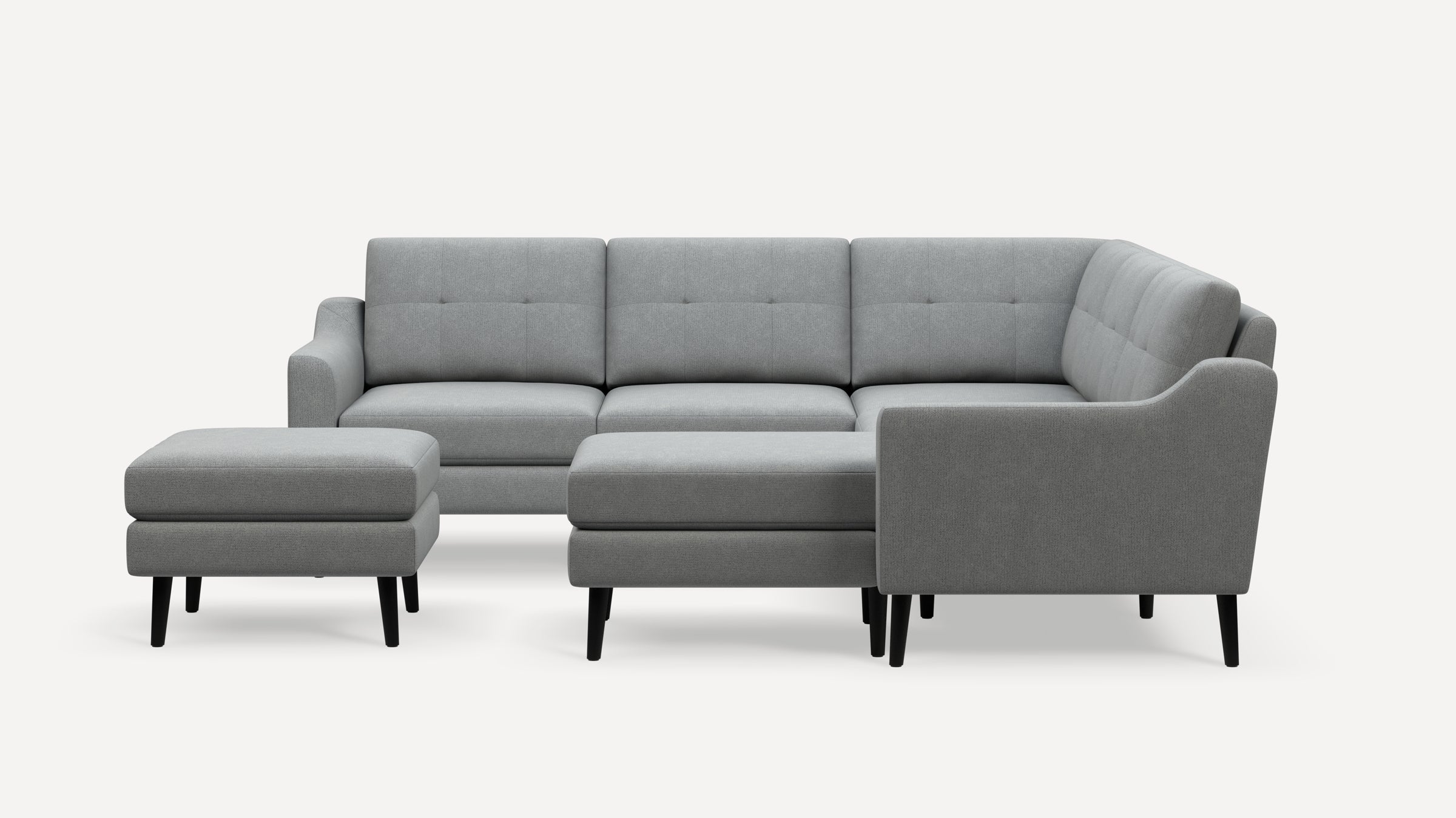 Nomad Plus 5-Seat Corner Sectional with Chaise and Ottoman - Crushed Gravel - Performance Chenille / Ebony - Wood / Slope Arm