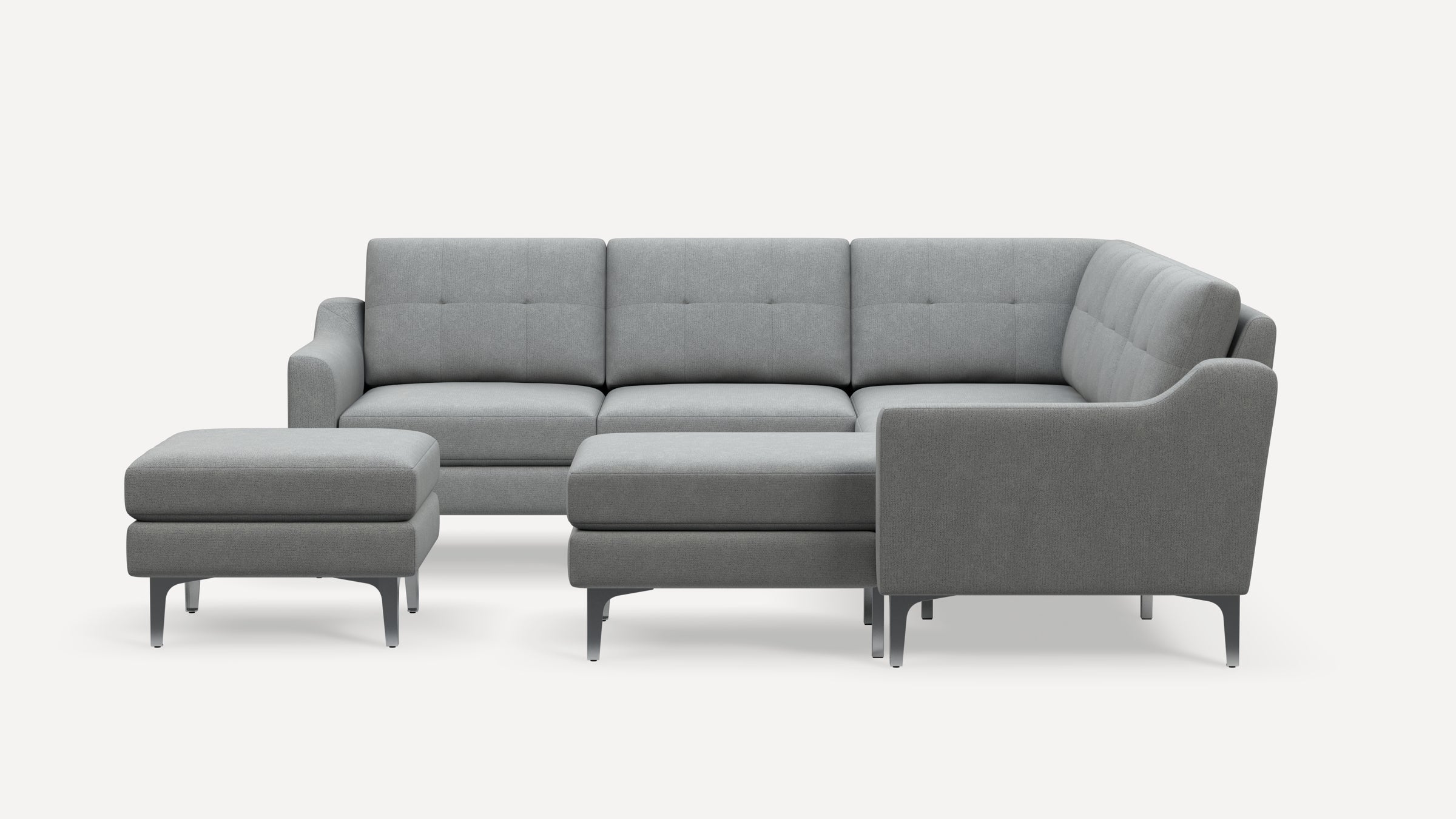 Nomad Plus 5-Seat Corner Sectional with Chaise and Ottoman - Crushed Gravel - Performance Chenille / Chrome - Metal / Slope Arm