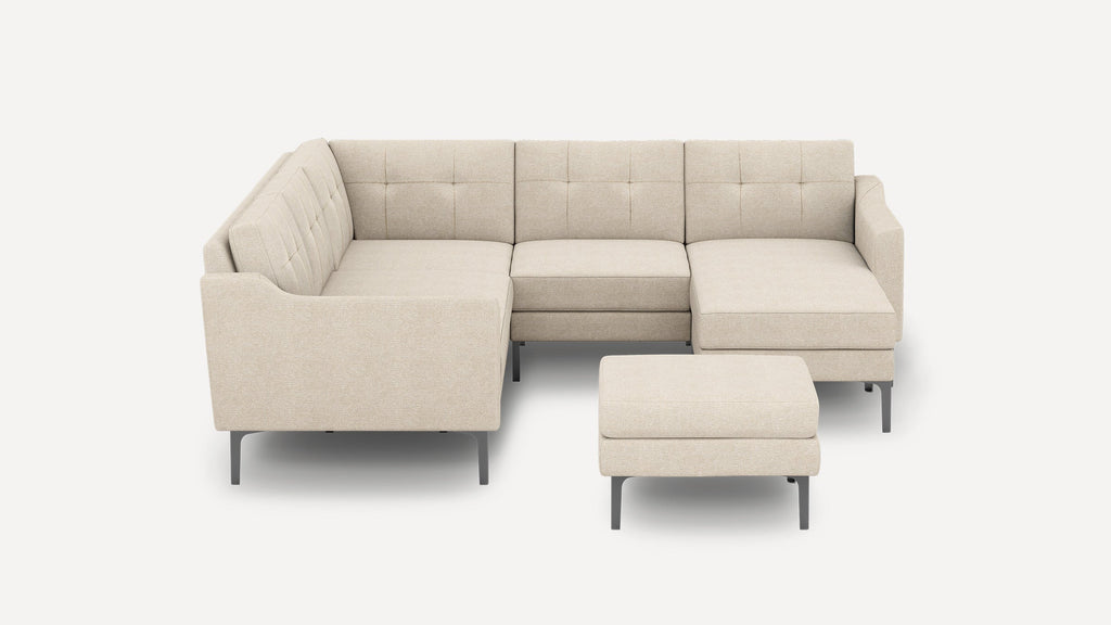 Nomad Plus 5-Seat Corner Sectional with Chaise and Ottoman - Georgia Clay - Performance Chenille / Black - Metal / Slope Arm