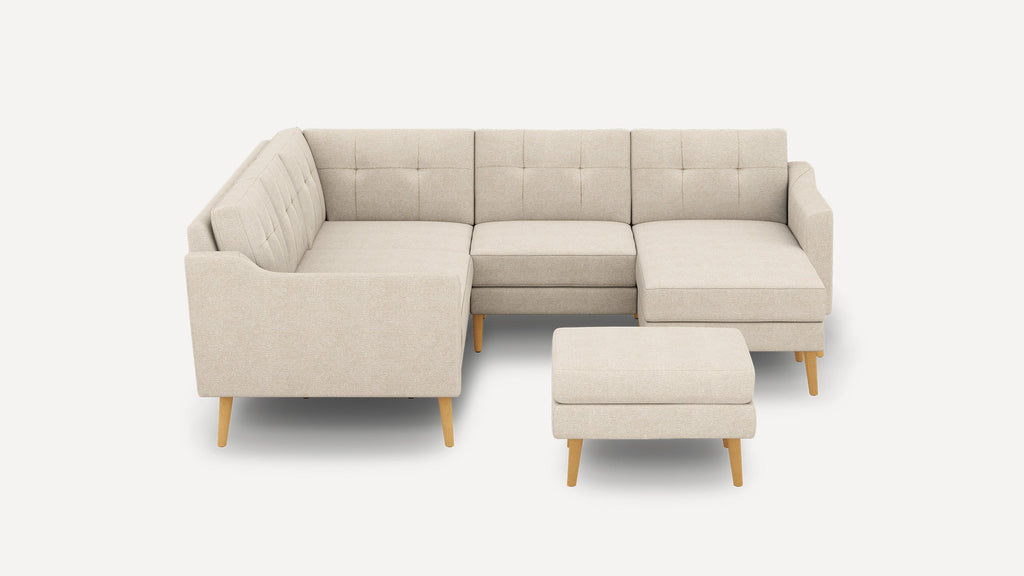 Nomad Plus 5-Seat Corner Sectional with Chaise and Ottoman - Georgia Clay - Performance Chenille / Oak - Wood / Slope Arm