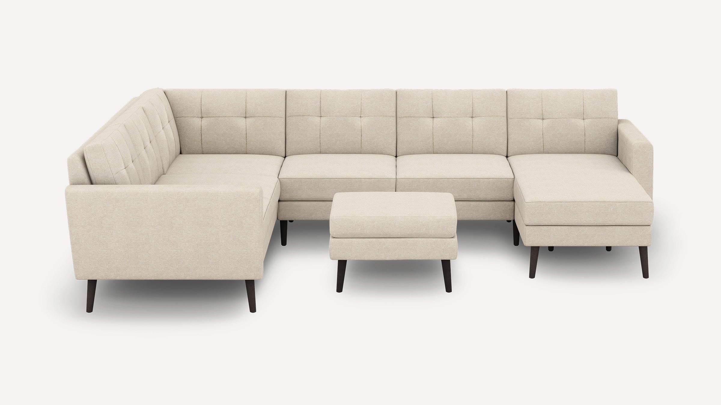 Nomad Plus 6-Seat Corner Sectional with Chaise and Ottoman - Georgia Clay - Performance Chenille / Ebony - Wood / Block Arm
