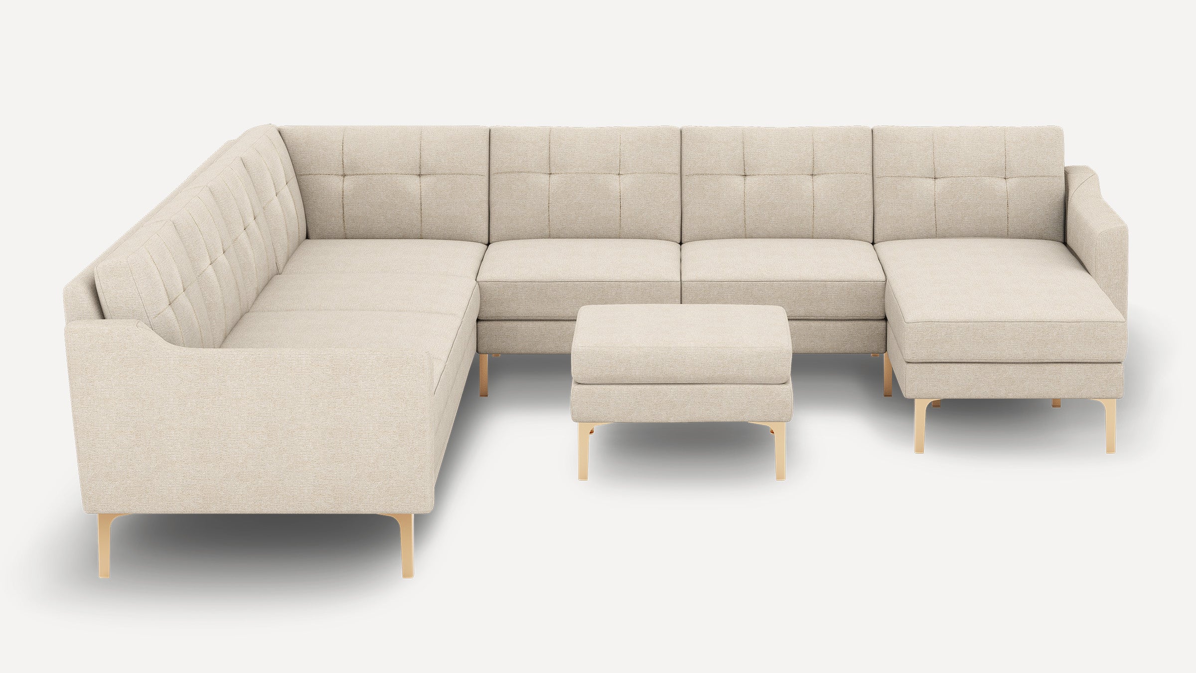 Nomad Plus 7-Seat Corner Sectional with Chaise and Ottoman - Georgia Clay - Performance Chenille / Brass - Metal / Slope Arm