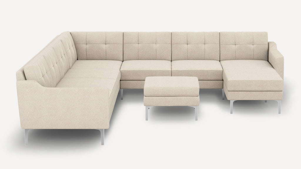 Nomad Plus 7-Seat Corner Sectional with Chaise and Ottoman - Georgia Clay - Performance Chenille / Chrome - Metal / Slope Arm