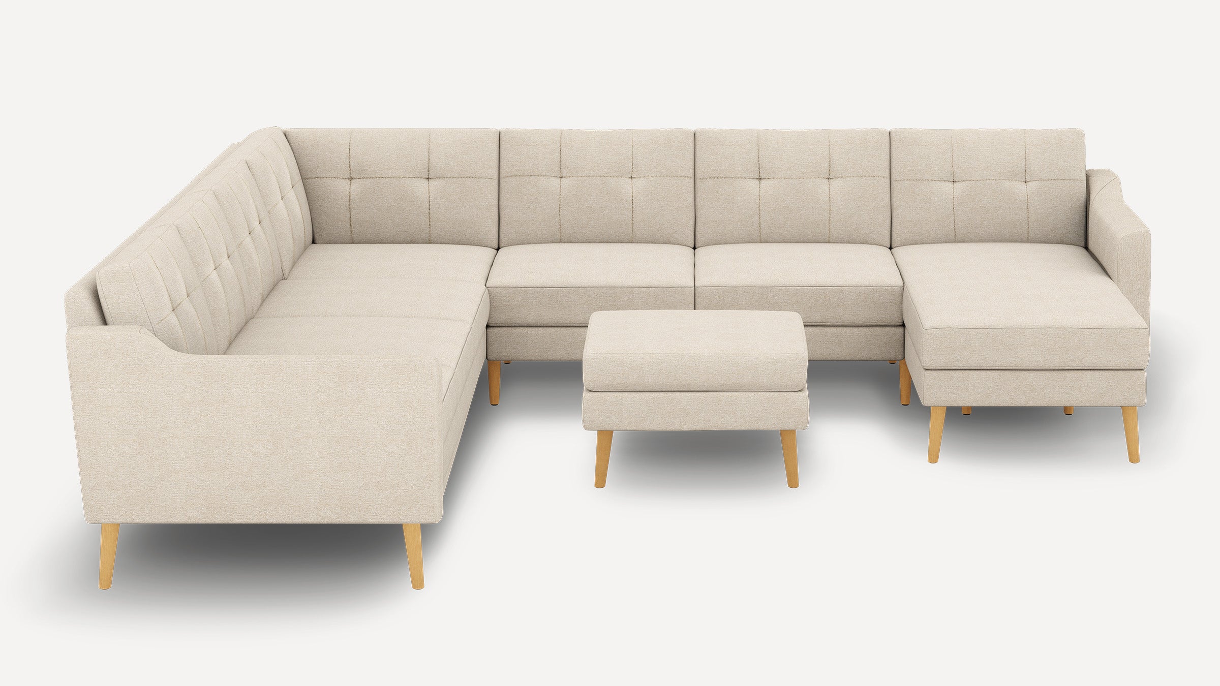 Nomad Plus 7-Seat Corner Sectional with Chaise and Ottoman - Georgia Clay - Performance Chenille / Oak - Wood / Slope Arm