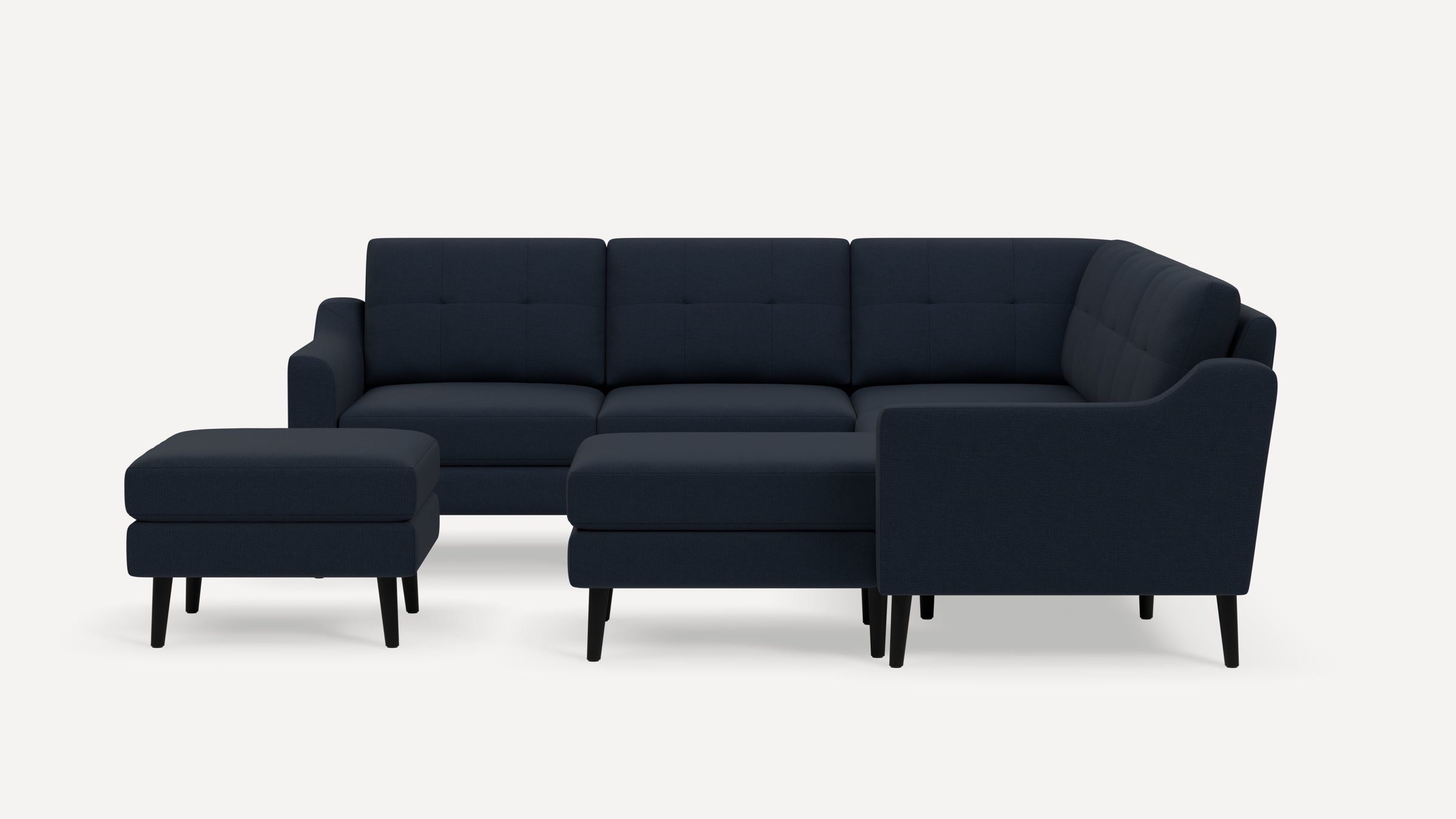 Nomad Plus 5-Seat Corner Sectional with Chaise and Ottoman - Navy Blue - Performance Flatweave / Ebony - Wood / Slope Arm