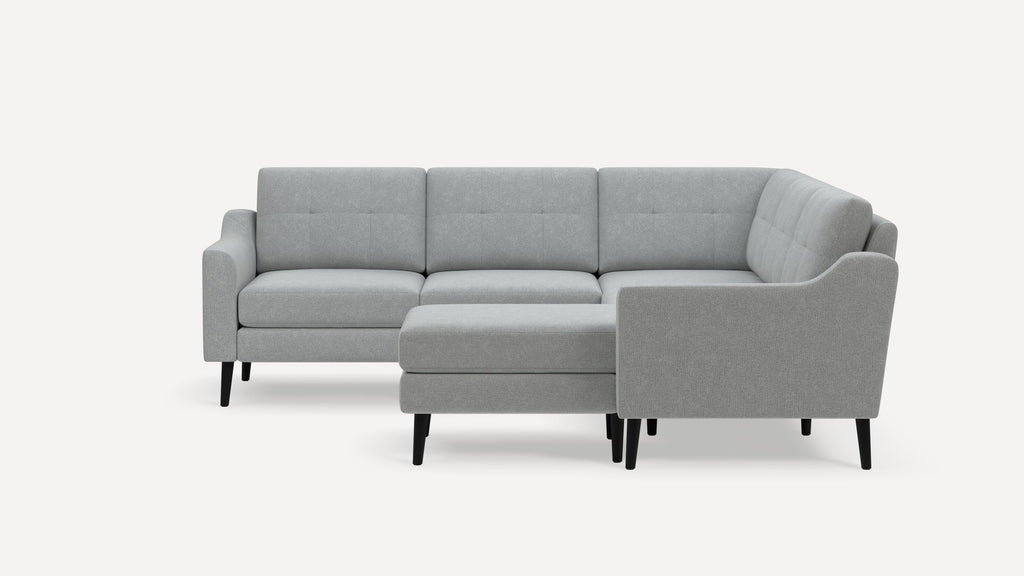 Nomad Plus 5-Seat Corner Sectional with Chaise - Crushed Gravel - Performance Chenille / Ebony - Wood / Slope Arm