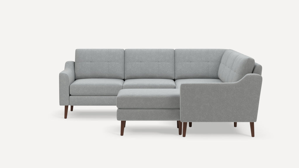 Nomad Plus 5-Seat Corner Sectional with Chaise - Crushed Gravel - Performance Chenille / Walnut - Wood / Slope Arm