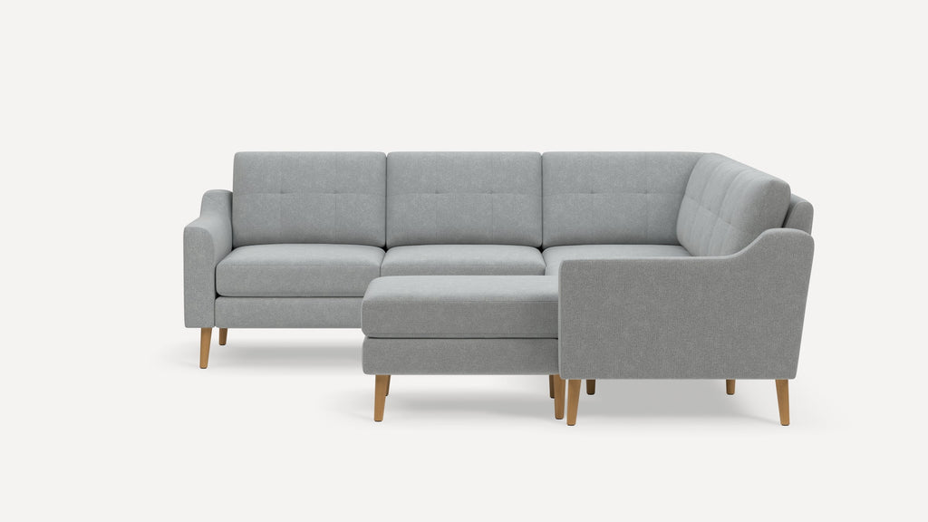 Nomad Plus 5-Seat Corner Sectional with Chaise - Crushed Gravel - Performance Chenille / Oak - Wood / Slope Arm