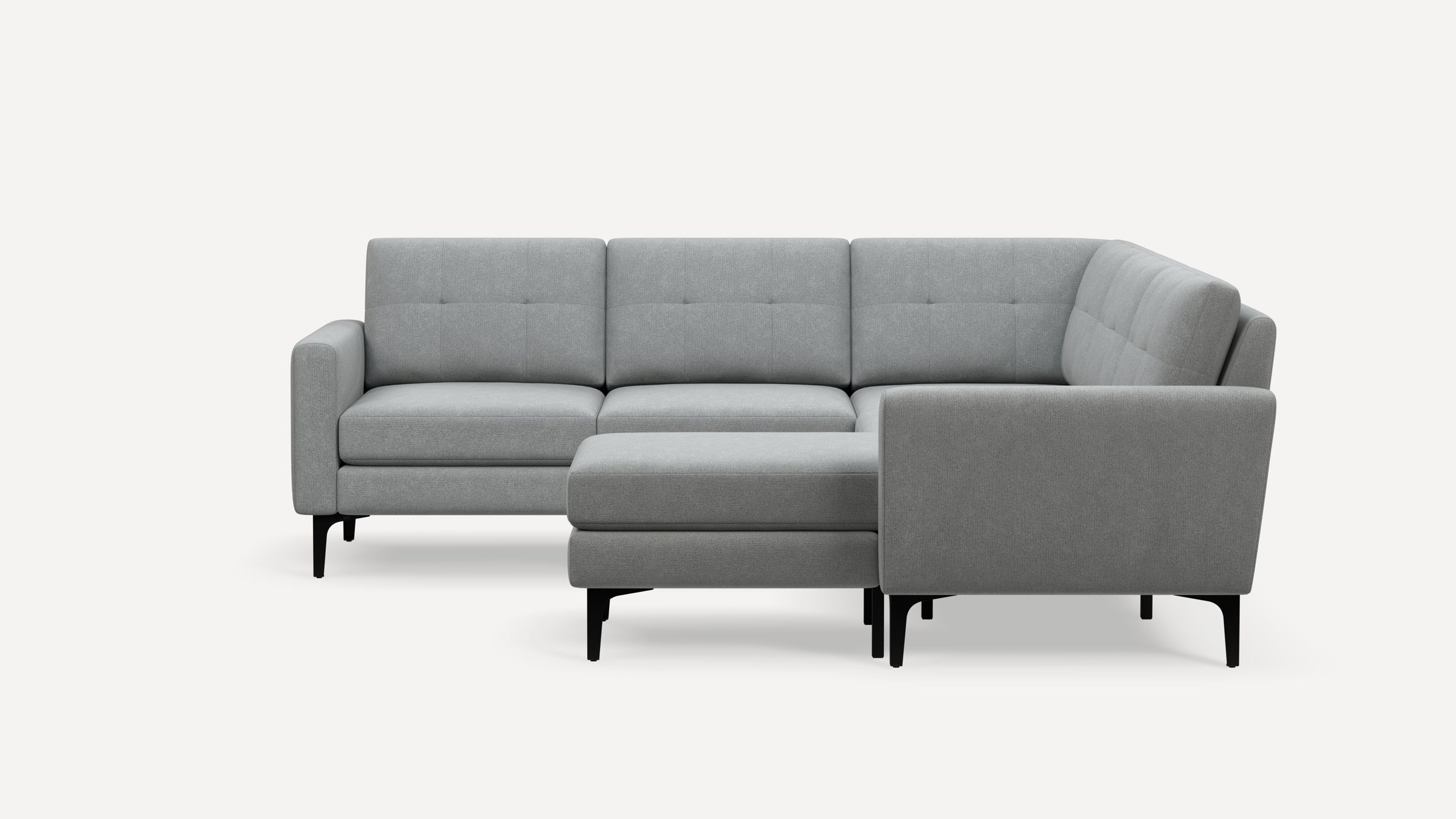 Nomad Plus 5-Seat Corner Sectional with Chaise - Crushed Gravel - Performance Chenille / Black - Metal / Block Arm