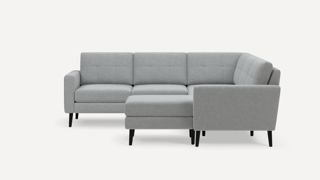 Nomad Plus 5-Seat Corner Sectional with Chaise - Crushed Gravel - Performance Chenille / Ebony - Wood / Block Arm