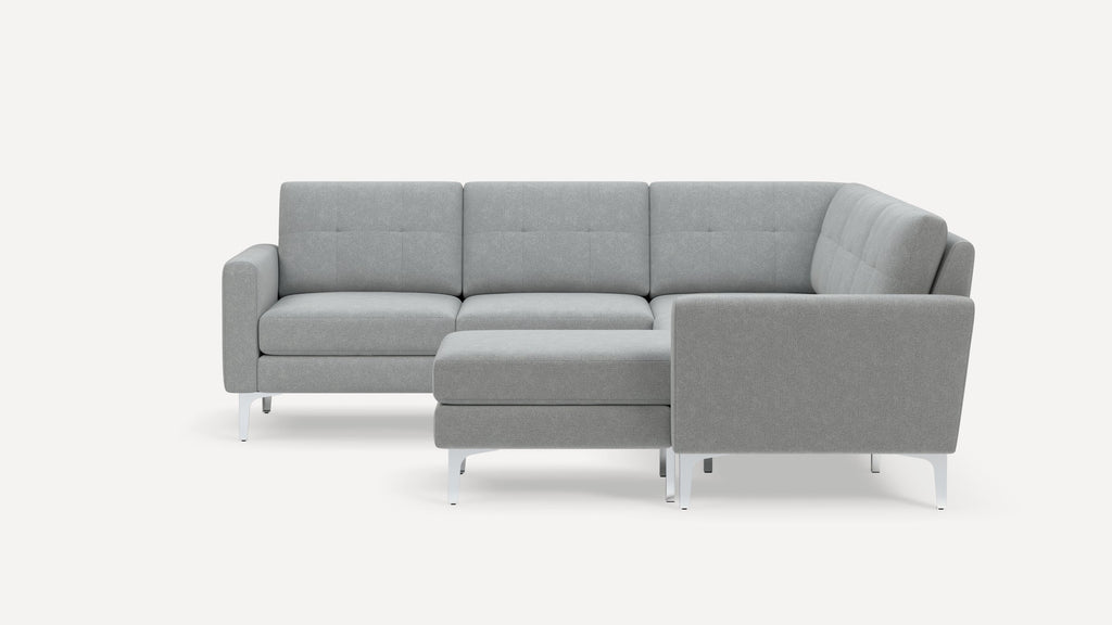 Nomad Plus 5-Seat Corner Sectional with Chaise - Crushed Gravel - Performance Chenille / Chrome - Metal / Block Arm