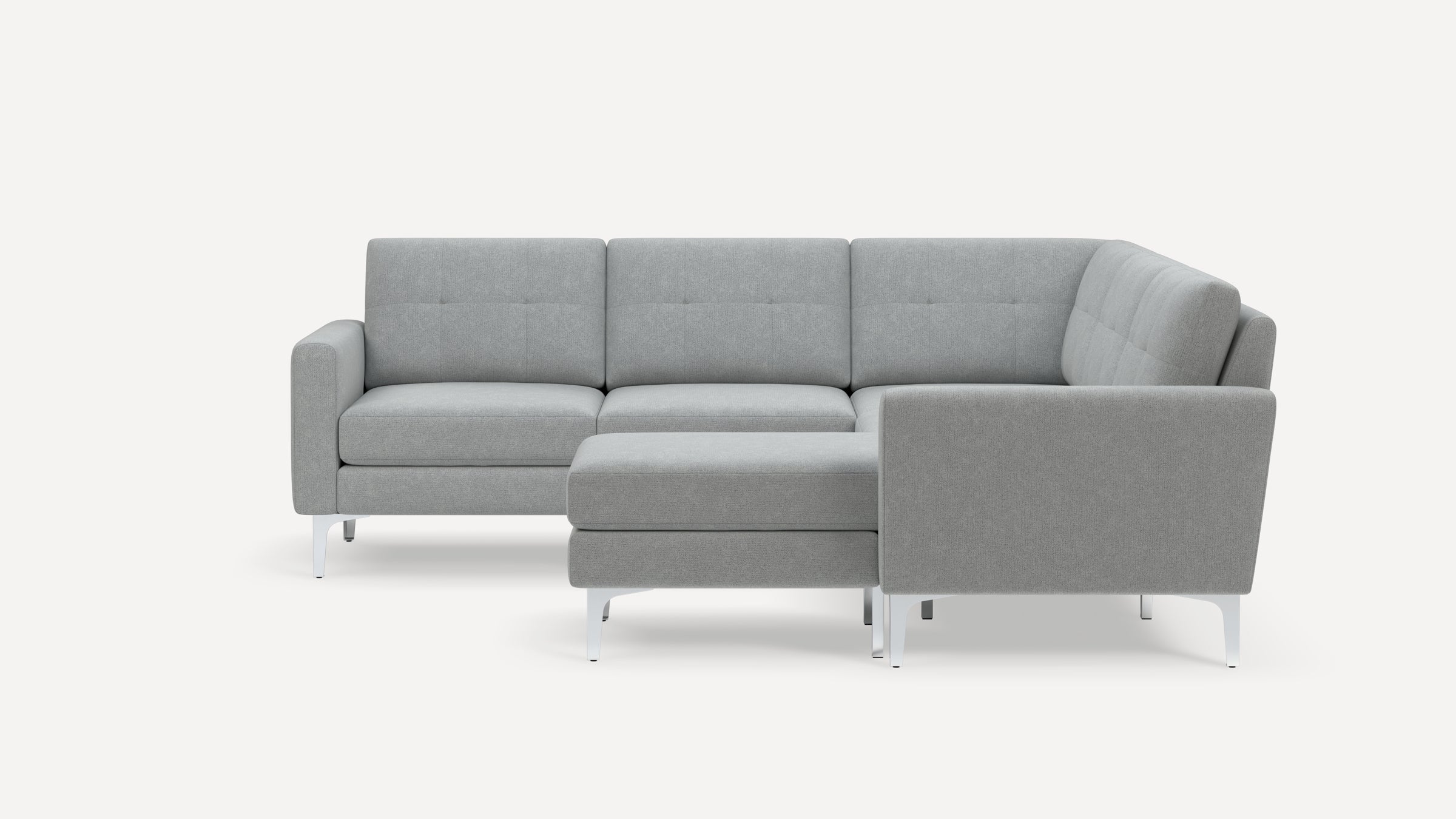Nomad Plus 5-Seat Corner Sectional with Chaise - Crushed Gravel - Performance Chenille / Chrome - Metal / Block Arm