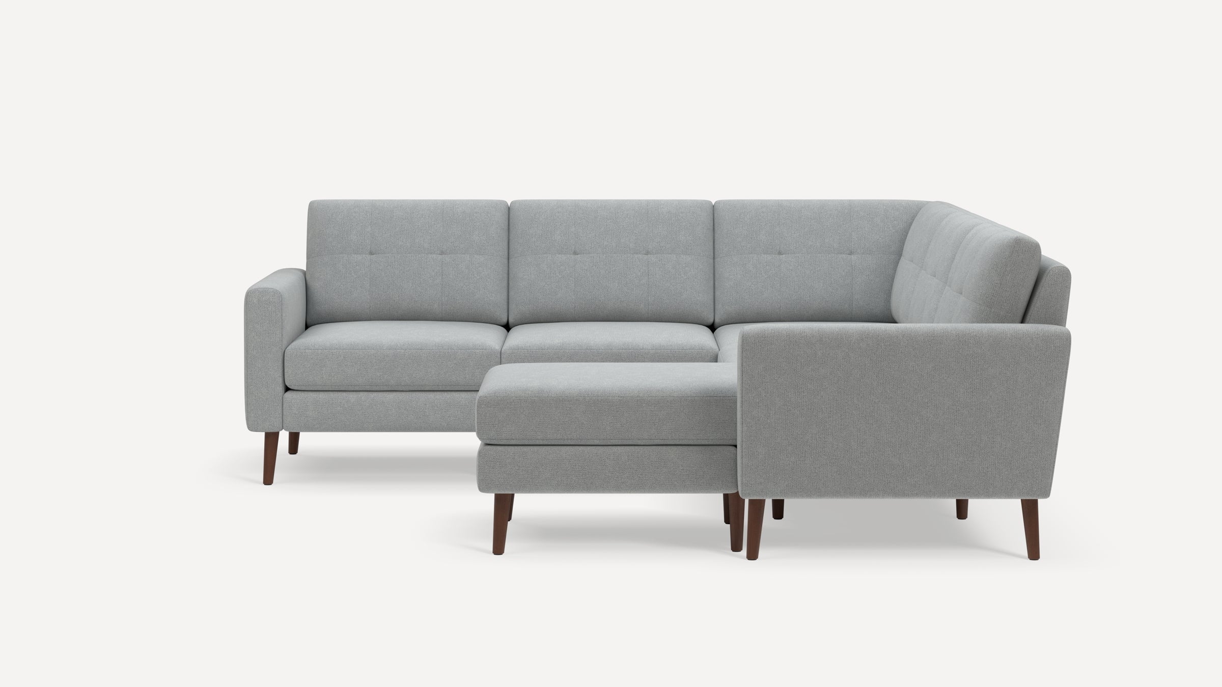 Nomad Plus 5-Seat Corner Sectional with Chaise - Crushed Gravel - Performance Chenille / Walnut - Wood / Block Arm