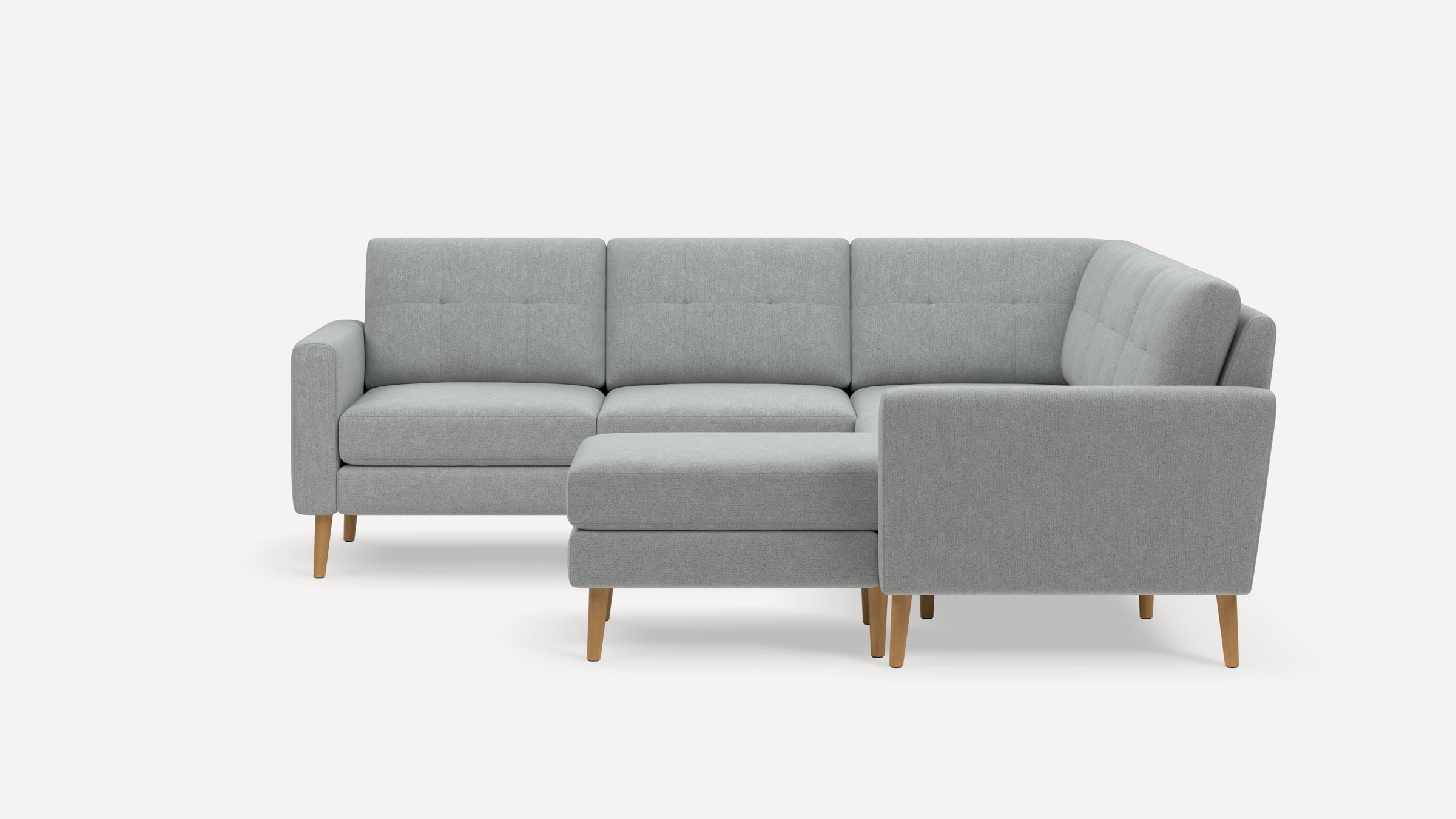 Nomad Plus 5-Seat Corner Sectional with Chaise - Crushed Gravel - Performance Chenille / Oak - Wood / Block Arm