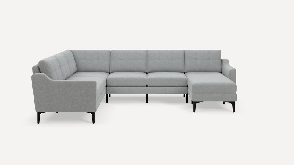 Nomad Plus 6-Seat Corner Sectional with Chaise - Crushed Gravel - Performance Chenille / Black - Metal / Slope Arm