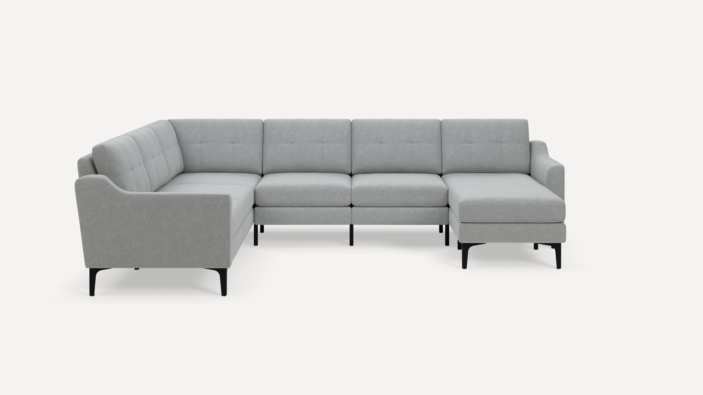 Nomad Plus 6-Seat Corner Sectional with Chaise - Crushed Gravel - Performance Chenille / Black - Metal / Slope Arm