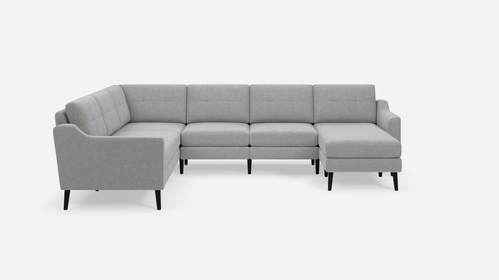 Nomad Plus 6-Seat Corner Sectional with Chaise - Crushed Gravel - Performance Chenille / Ebony - Wood / Slope Arm