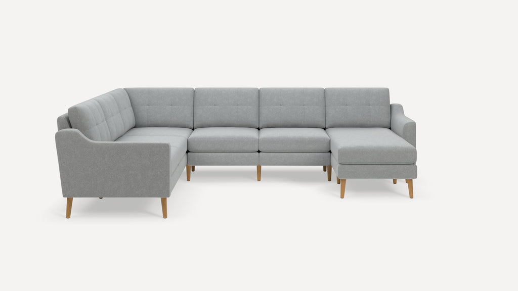 Nomad Plus 6-Seat Corner Sectional with Chaise - Crushed Gravel - Performance Chenille / Oak - Wood / Slope Arm
