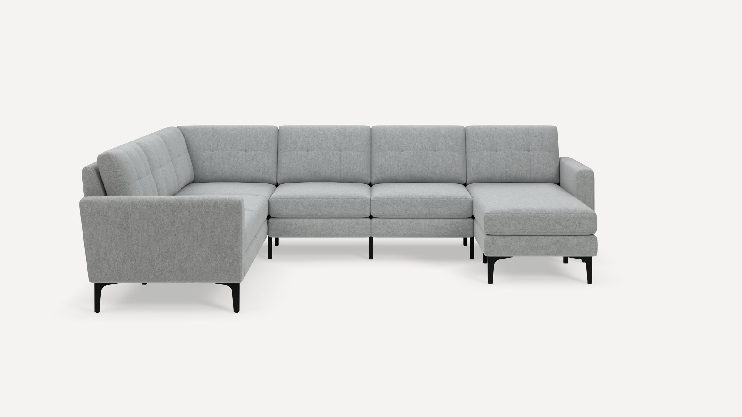 Nomad Plus 6-Seat Corner Sectional with Chaise - Crushed Gravel - Performance Chenille / Black - Metal / Block Arm
