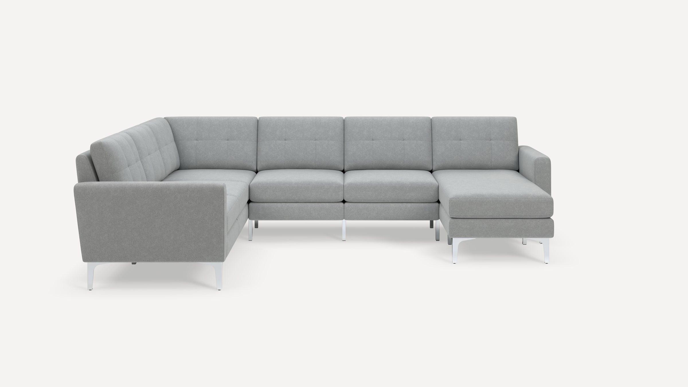 Nomad Plus 6-Seat Corner Sectional with Chaise - Crushed Gravel - Performance Chenille / Chrome - Metal / Block Arm