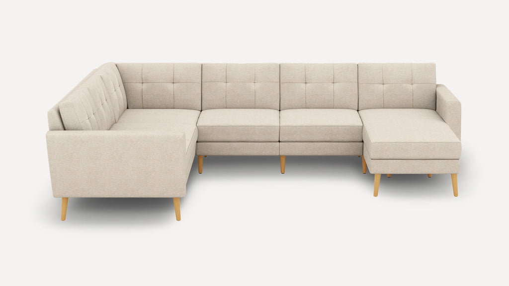 Nomad Plus 6-Seat Corner Sectional with Chaise - Georgia Clay - Performance Chenille / Oak - Wood / Block Arm
