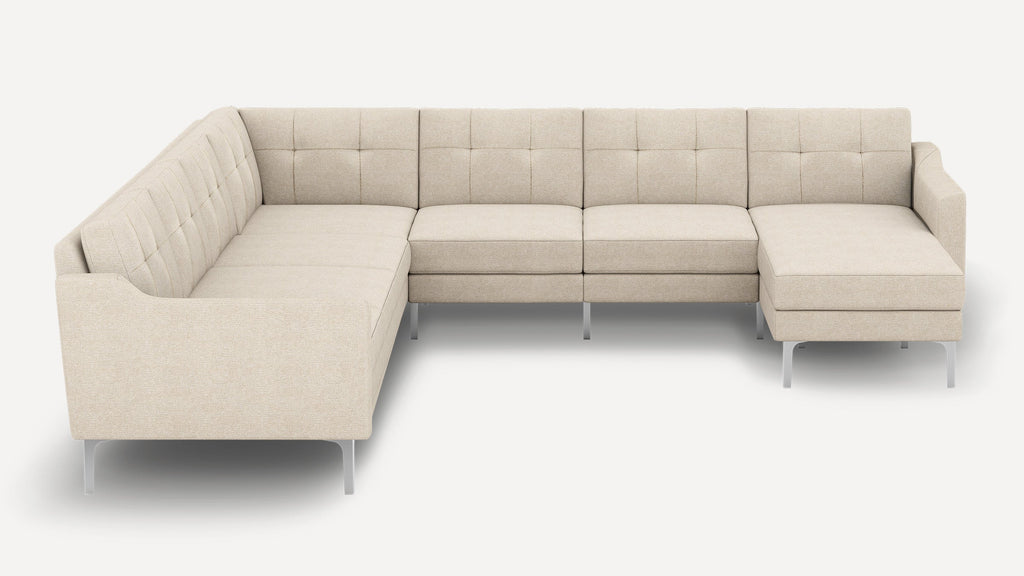 Nomad Plus 7-Seat Corner Sectional with Chaise - Georgia Clay - Performance Chenille / Chrome - Metal / Slope Arm