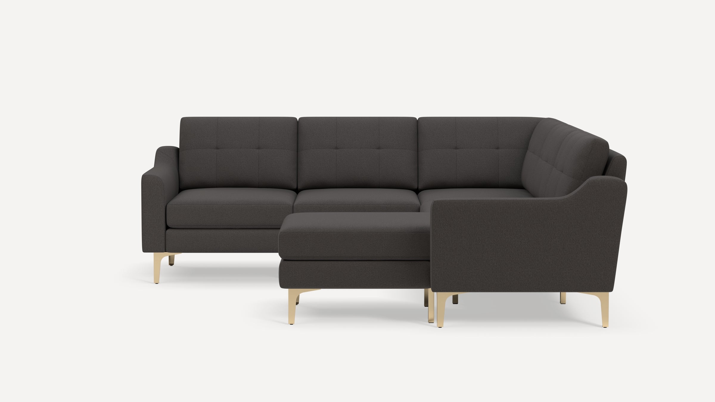 Nomad Plus 5-Seat Corner Sectional with Chaise - Heather Charcoal - Performance Chenille / Brass - Metal / Slope Arm