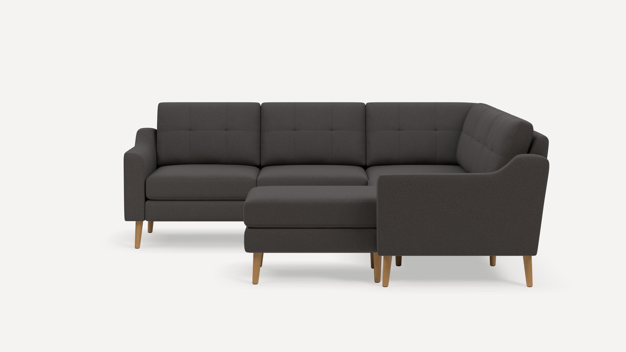 Nomad Plus 5-Seat Corner Sectional with Chaise - Heather Charcoal - Performance Chenille / Oak - Wood / Slope Arm