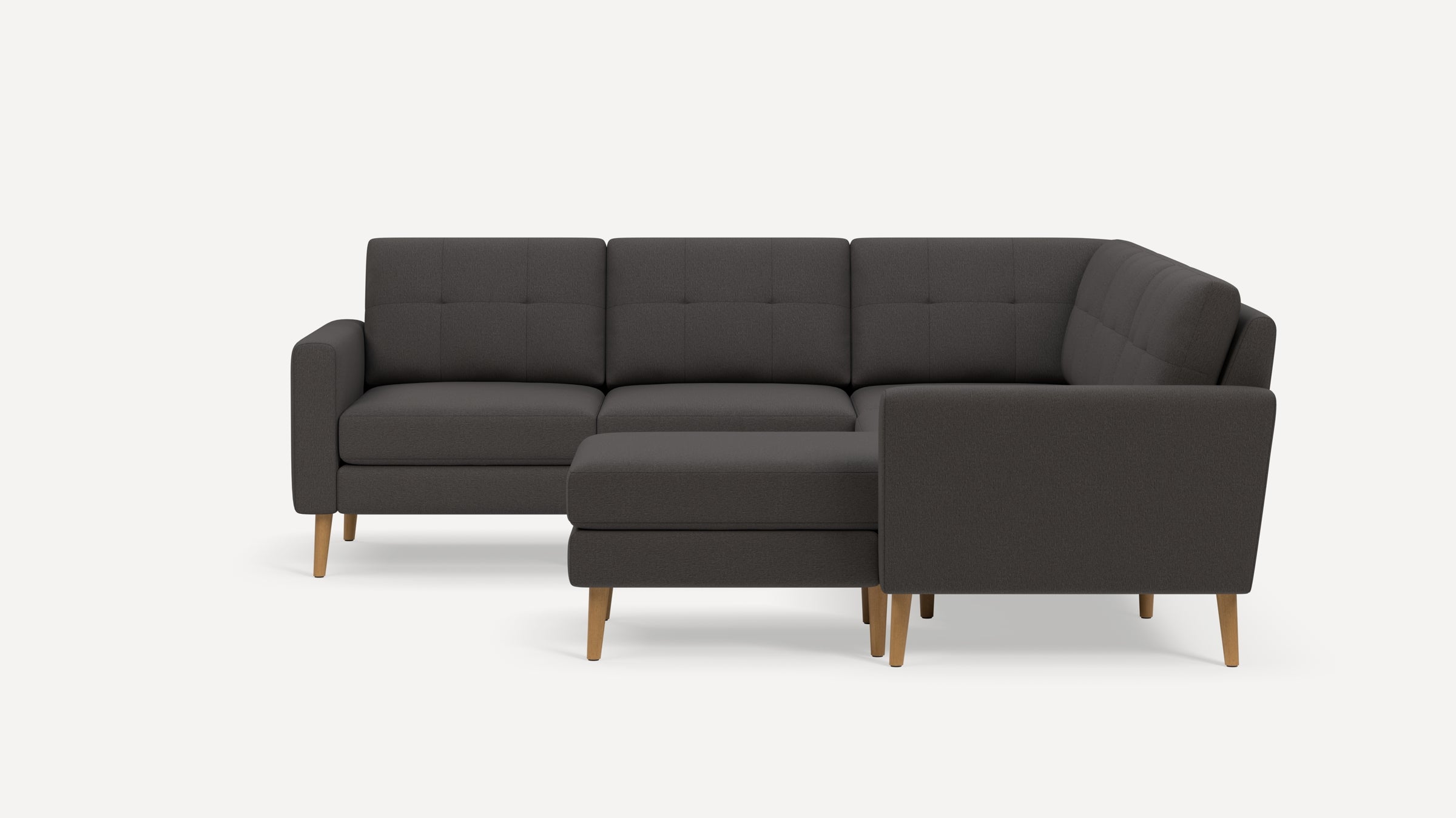 Nomad Plus 5-Seat Corner Sectional with Chaise - Heather Charcoal - Performance Chenille / Oak - Wood / Block Arm