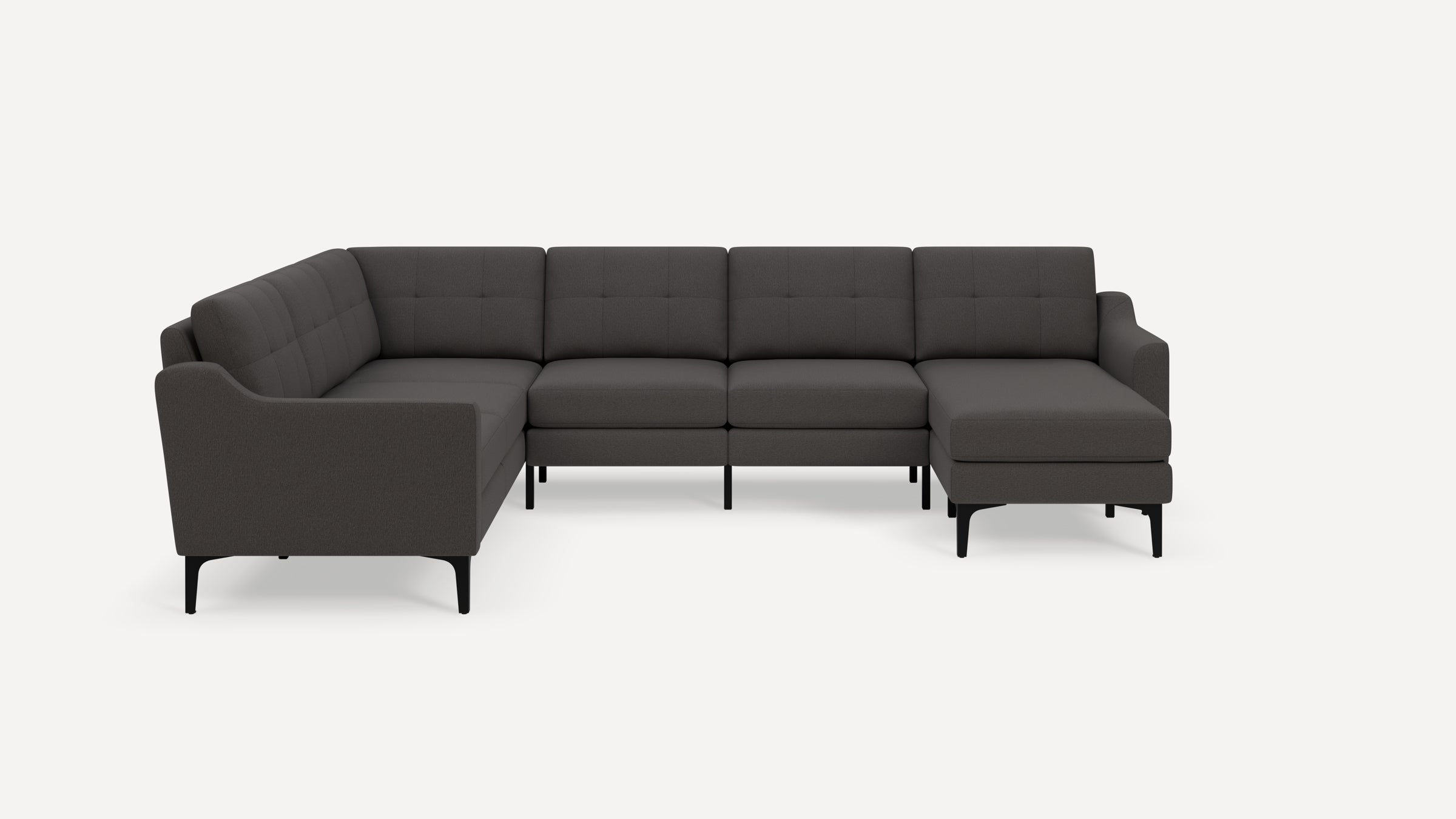 Nomad Plus 6-Seat Corner Sectional with Chaise - Heather Charcoal - Performance Chenille / Black - Metal / Slope Arm