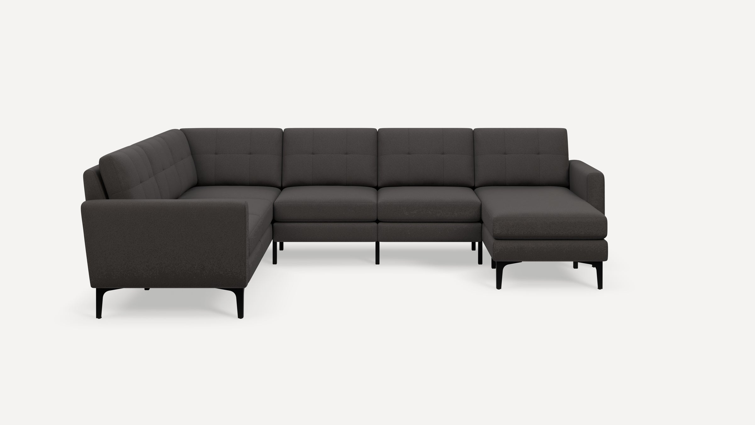 Nomad Plus 6-Seat Corner Sectional with Chaise - Heather Charcoal - Performance Chenille / Black - Metal / Block Arm