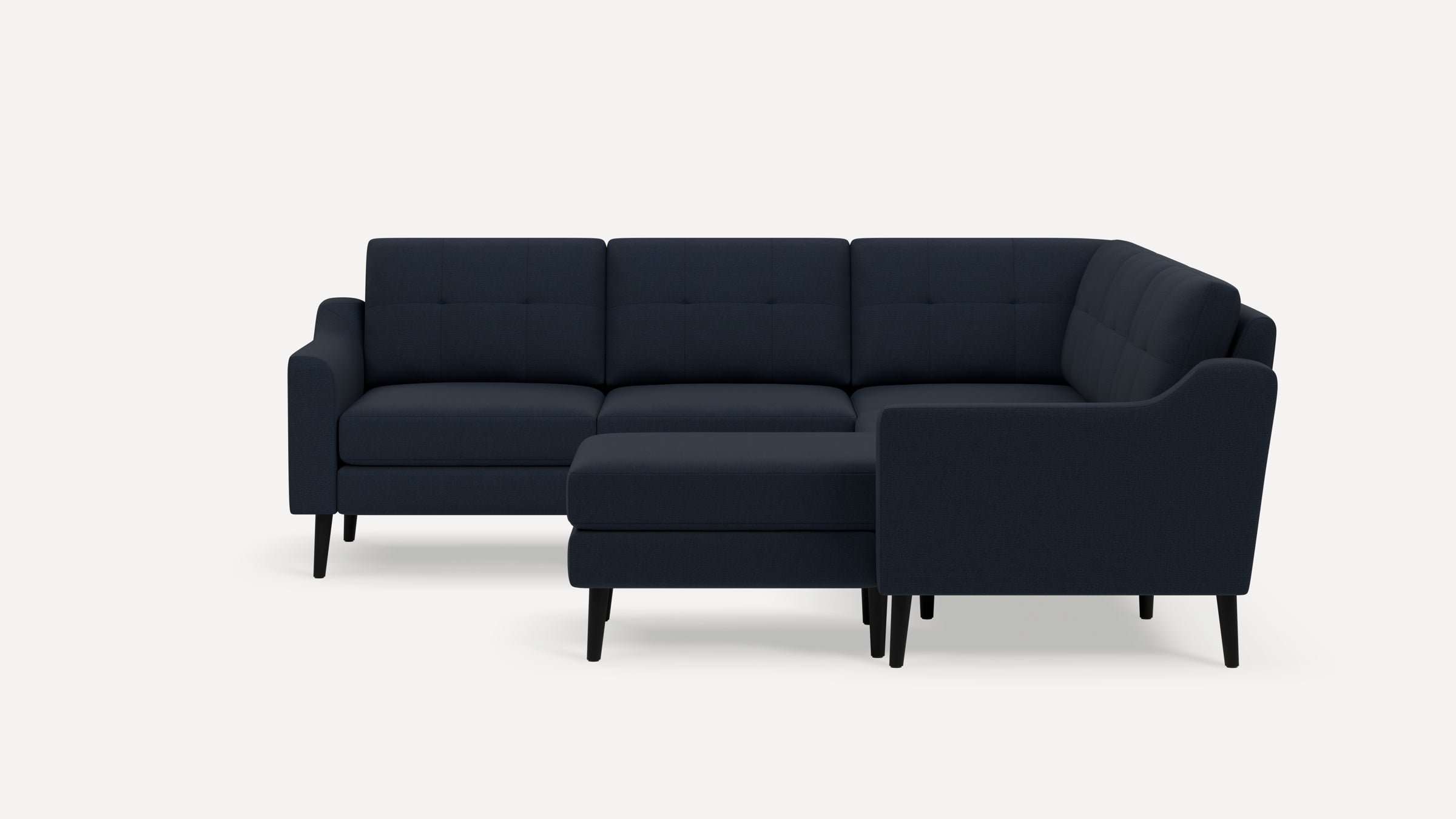 Nomad Plus 5-Seat Corner Sectional with Chaise - Navy Blue - Performance Flatweave / Ebony - Wood / Slope Arm