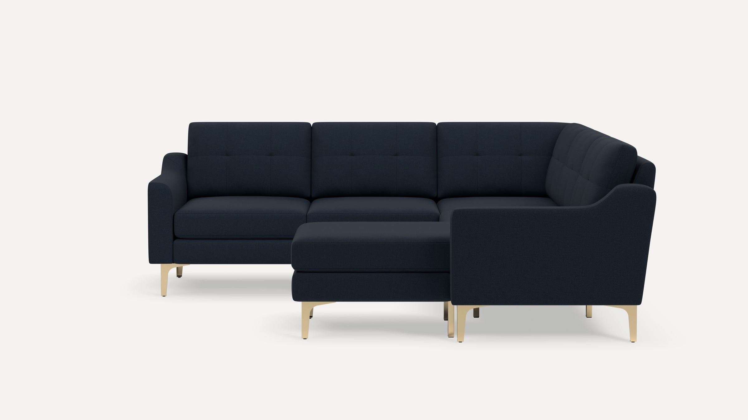Nomad Plus 5-Seat Corner Sectional with Chaise - Navy Blue - Performance Flatweave / Brass - Metal / Slope Arm